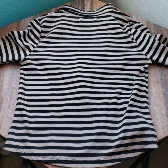 Poetry Black & Tan Striped Blazer w/Ruched Sleeves Size S - Picture 7 of 8